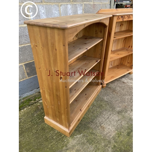 425 - Two pine open fronted bookcases