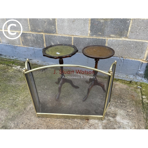 428 - Two Repro,wine tables and a fire screen