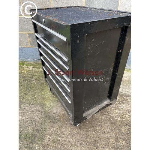 449 - A snap on style trolley tool chest of six drawers with contents (unlocked but no key)