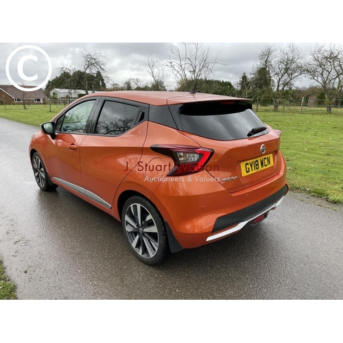 482 - 2018 Nissan Micra Tekna 1.0L Petrol -7263 Miles - MOT 30/05/2022 - Car is fitted with sat nav, rever... 