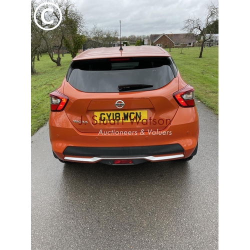 482 - 2018 Nissan Micra Tekna 1.0L Petrol -7263 Miles - MOT 30/05/2022 - Car is fitted with sat nav, rever... 