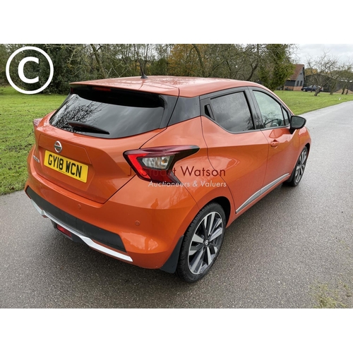 482 - 2018 Nissan Micra Tekna 1.0L Petrol -7263 Miles - MOT 30/05/2022 - Car is fitted with sat nav, rever... 