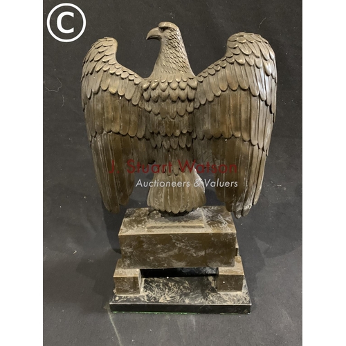 486 - Large Bronze Nazi Eagle on marble base height 44 cms