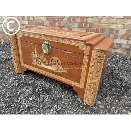 53 - An Oriental camphor wood trunk