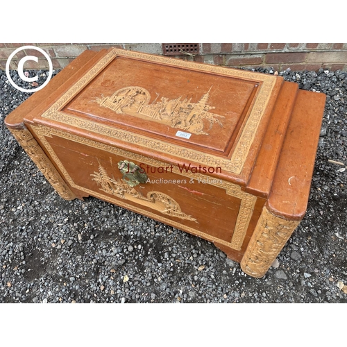 53 - An Oriental camphor wood trunk