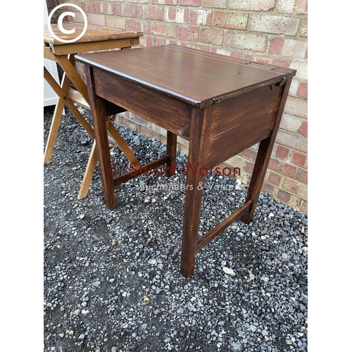 59 - A vintage school desk together with a folding school desk