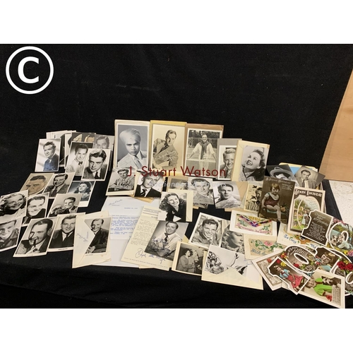 599i - Approximately 40 autographed photos plus other postcard photos of film stars from the late forties a... 