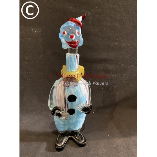 614 - Novelty Glass clown decanter, 42cms tall