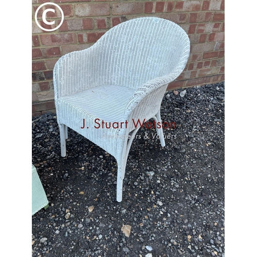 62 - A white painted loom chair together with green box