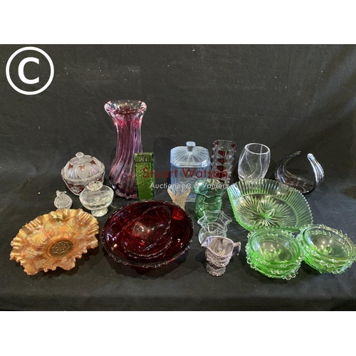 622 - Collection of coloured and other glassware