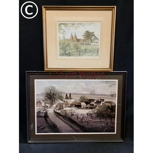 627 - Roland Hilder print, The Garden Of England and Oast house print