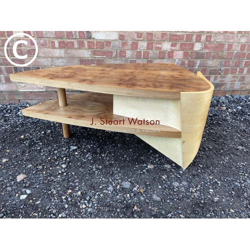 67 - An interesting bespoke walnut coffee table by Christopher Hughes of London, made in 2001 - stamped t... 