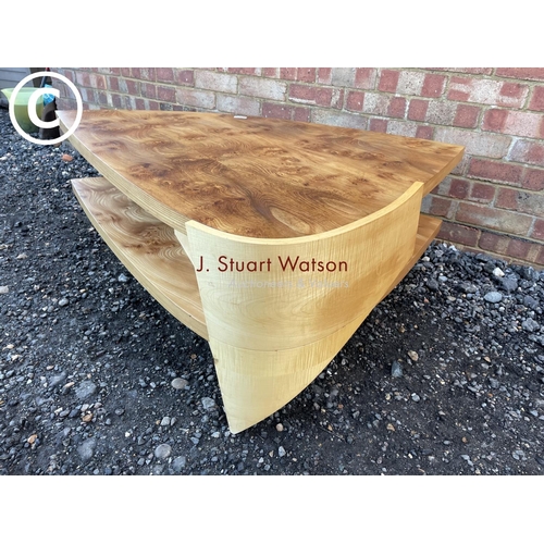 67 - An interesting bespoke walnut coffee table by Christopher Hughes of London, made in 2001 - stamped t... 