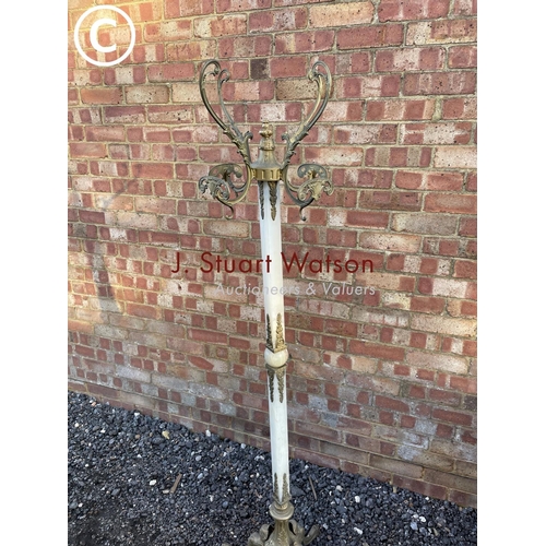 73 - A brass and onyx ornate coat stand 165cm tall