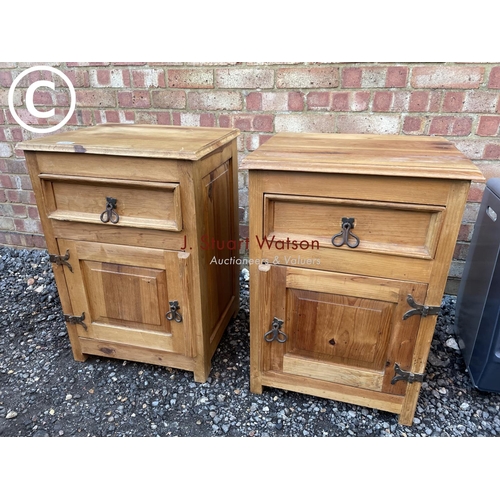 76 - A pair of pine bedsides