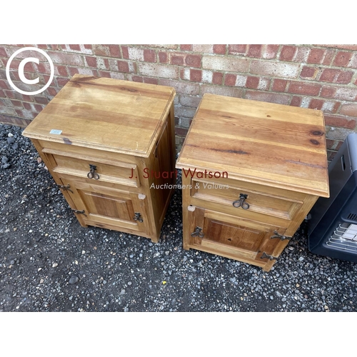 76 - A pair of pine bedsides