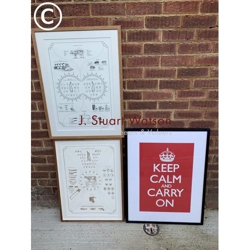 803 - Two butchery limited edtion prints and large Keep Calm and Carry On print