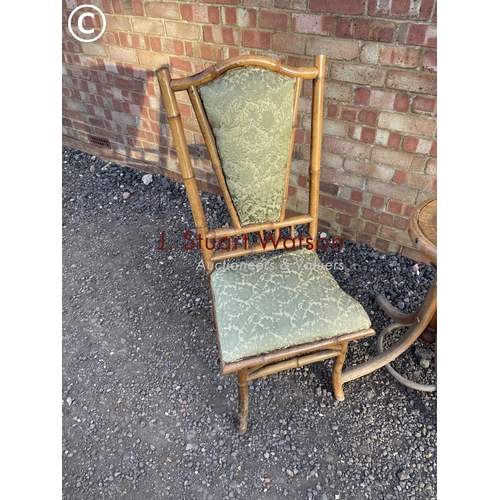 12 - A single bamboo chair togwther with a telescopic bentwood stool