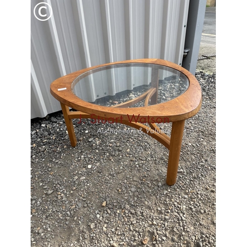 154 - A Nathan teak coffee table with drop in glass top