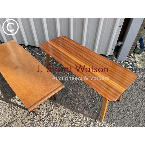 156 - Two rectangular teak coffee tables