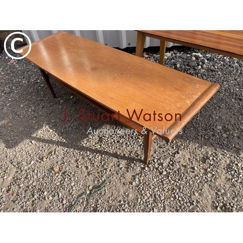 156 - Two rectangular teak coffee tables