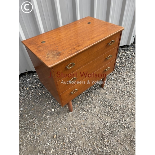 157 - A small teak chest of three