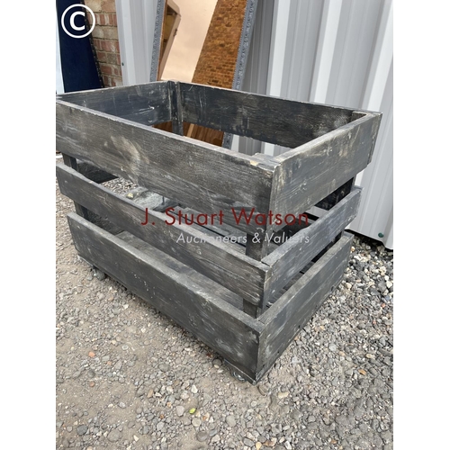 159 - A grey painted trolley planter together with a grey painted mirror