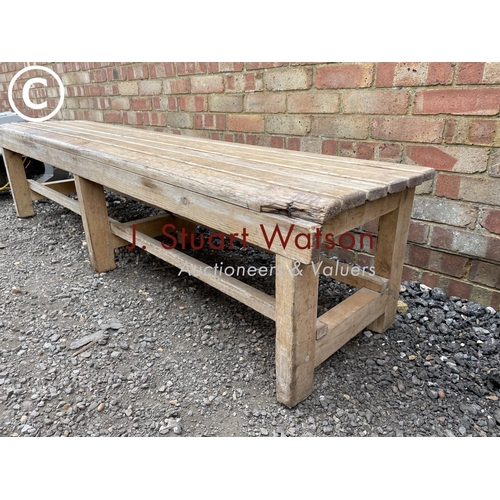 189 - A rustic style pine gymnasium bench 200cm