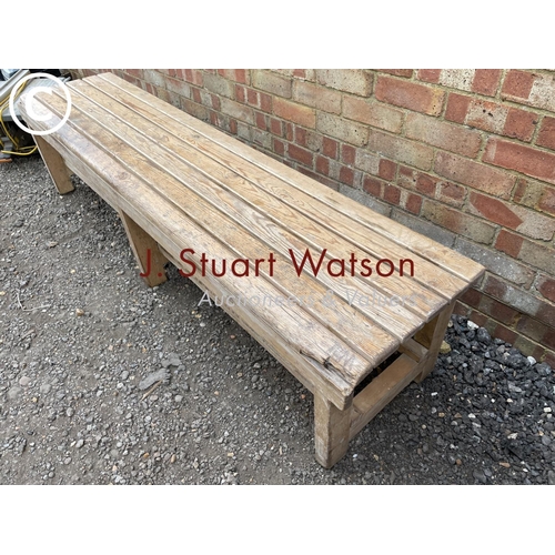 189 - A rustic style pine gymnasium bench 200cm