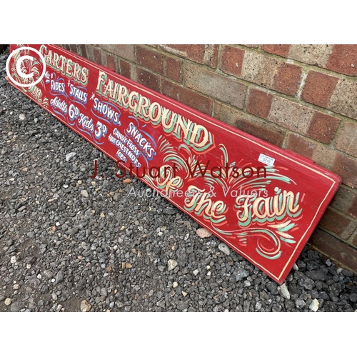 210 - A vintage style pine painted fairground sign 180x40