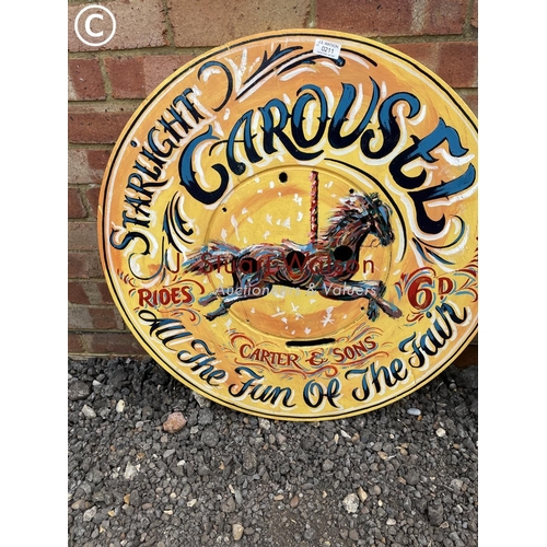 211 - A vintage style wooden painted starlight carousel sign 75cm