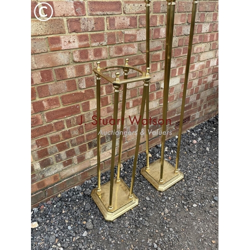 217 - A large and small brass hallstand - 125cm high