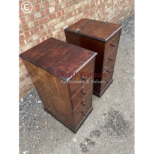 220 - A pair of Victorian mahogany four drawer office chests 40x55x92