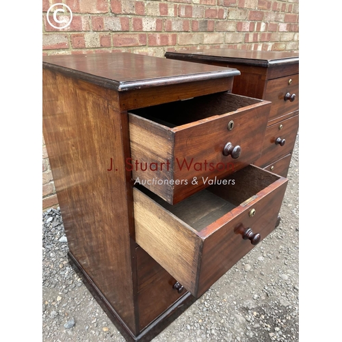 220 - A pair of Victorian mahogany four drawer office chests 40x55x92