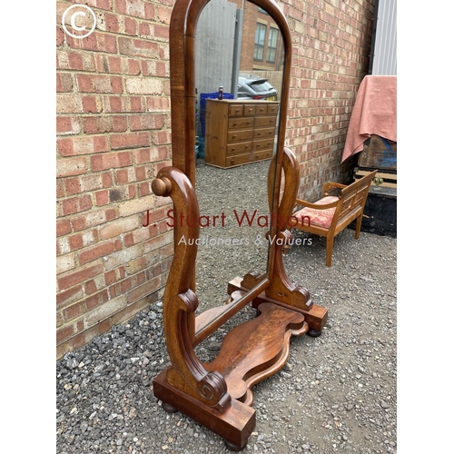 226 - A Victorian mahogany cheval swing mirror