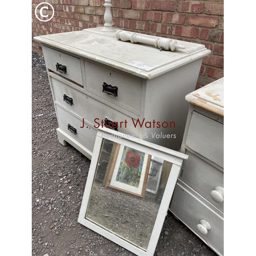 242 - A painted pine chest of four together with a painted pine four drawer dressing chest - both for rest... 