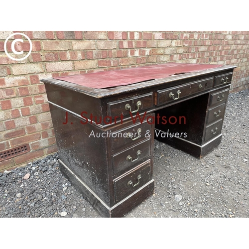 27 - A mahogany pedestal desk