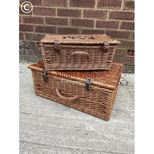 281 - Two Fortnum and Masons wicker baskets together with a shopping basket