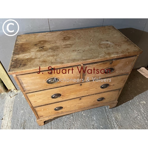 306 - An antique pine chest of four drawers 96x50x88