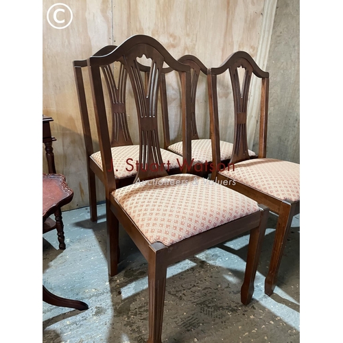 316 - A set of four reproduction dining chairs together with two occasional tables