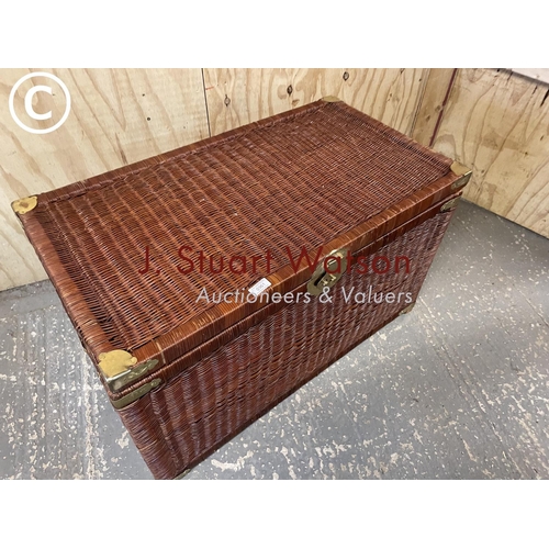 361 - A large modern wicker linen box trunk