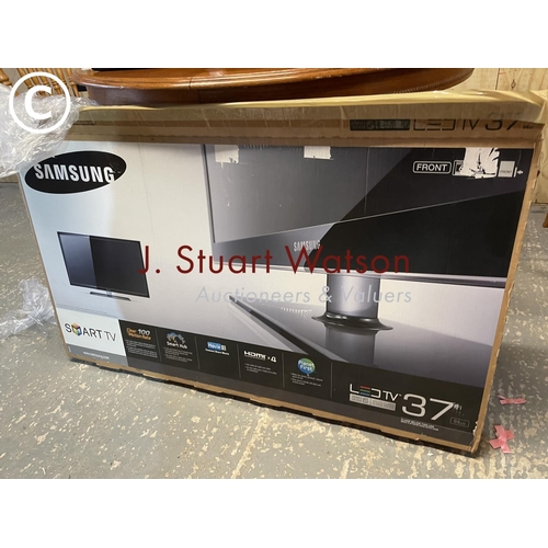 374 - A samsung 37 inch smart tv with remote, lead and stand