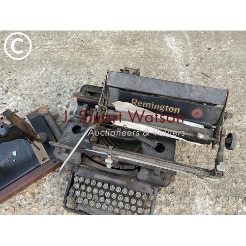 391 - Remington typewriter and sewing machine