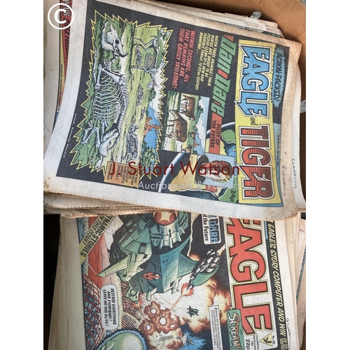 392 - A box of vintage eagle and tiger comics