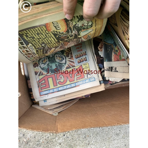 392 - A box of vintage eagle and tiger comics