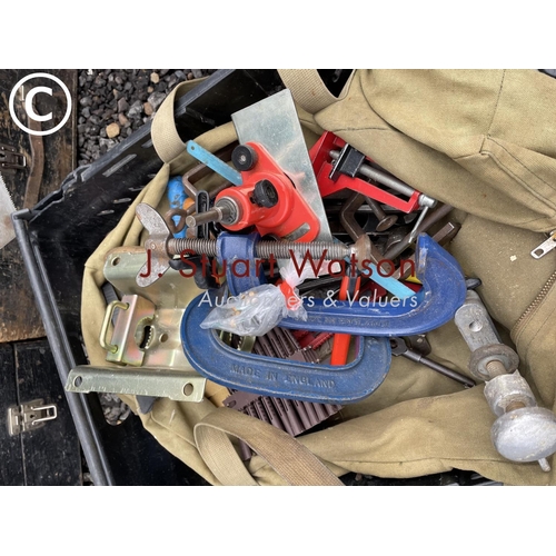 438 - Two wooden tool boxes together with five boxes of assorted tools and fittings