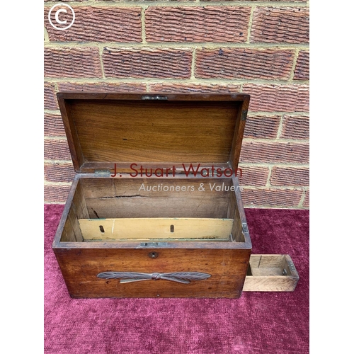 575 - Wooden sloped top stationery box, 36cms wide, 24cms Tall, 18cms deep