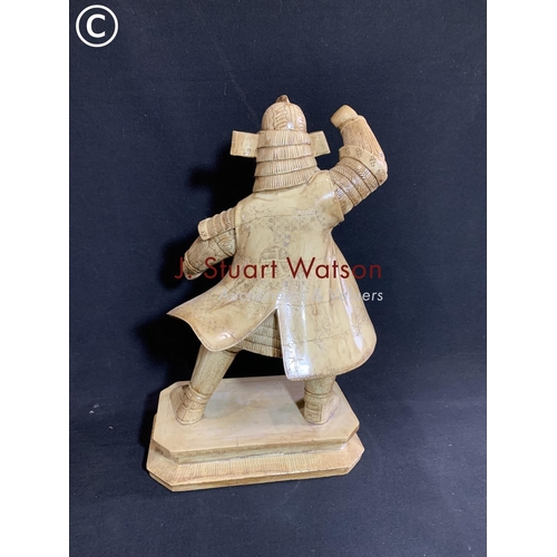 613 - Samurai warrior figure, height to top of hand 44cms (no spear)