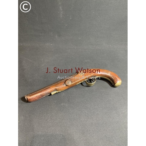 667 - Early Flintlock pistol by Walker, converted to percussion