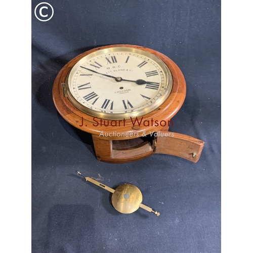 680 - Mahogany Cased school clock with Fusee movement and pendulum, 10